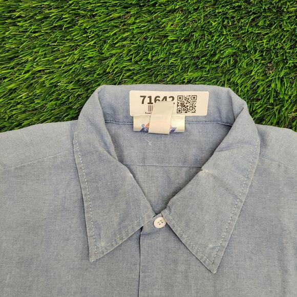 Vintage Dickies Work Button Shirt XL 26x31 Baggy Chambray - Picture 9 of 11